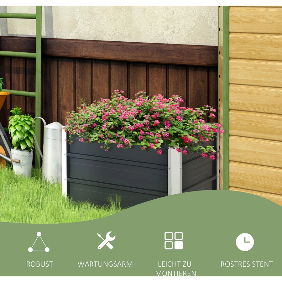Outsunny Gartenbeet inklusive Gartenhandschuhen grau