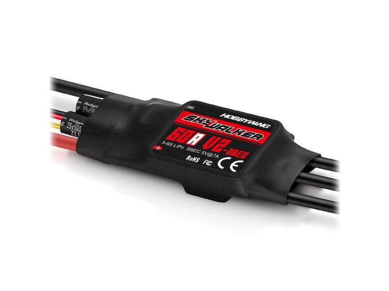 Hobbywing Brushless Regler Skywalker V2 60A 3-6S Brushless ESC für Flugmodelle mit 7A Bec