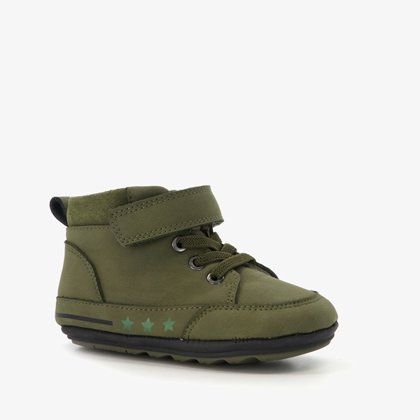 Groot leren babyschoenen groen met sterren