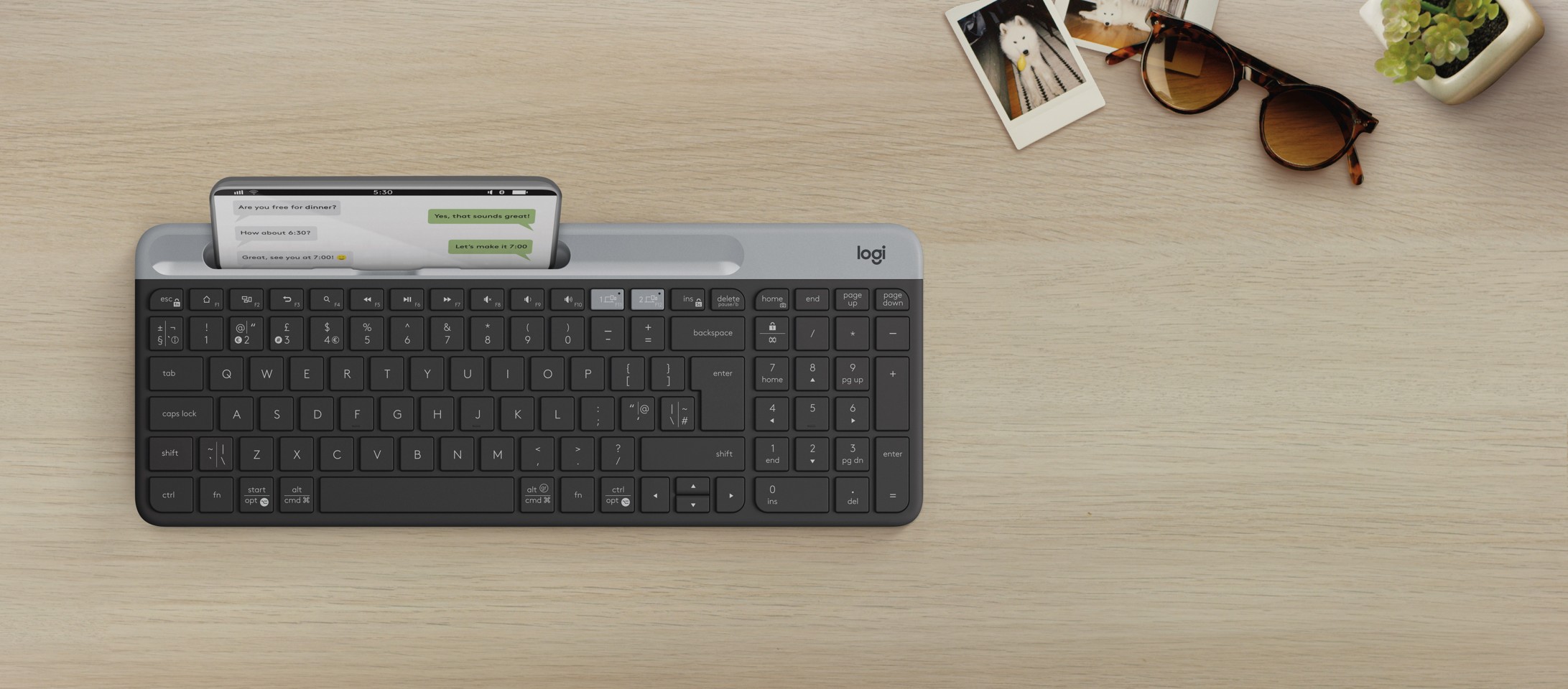 Logitech K580 Slim Multi-Device trådløst tastatur Grafit Nordic