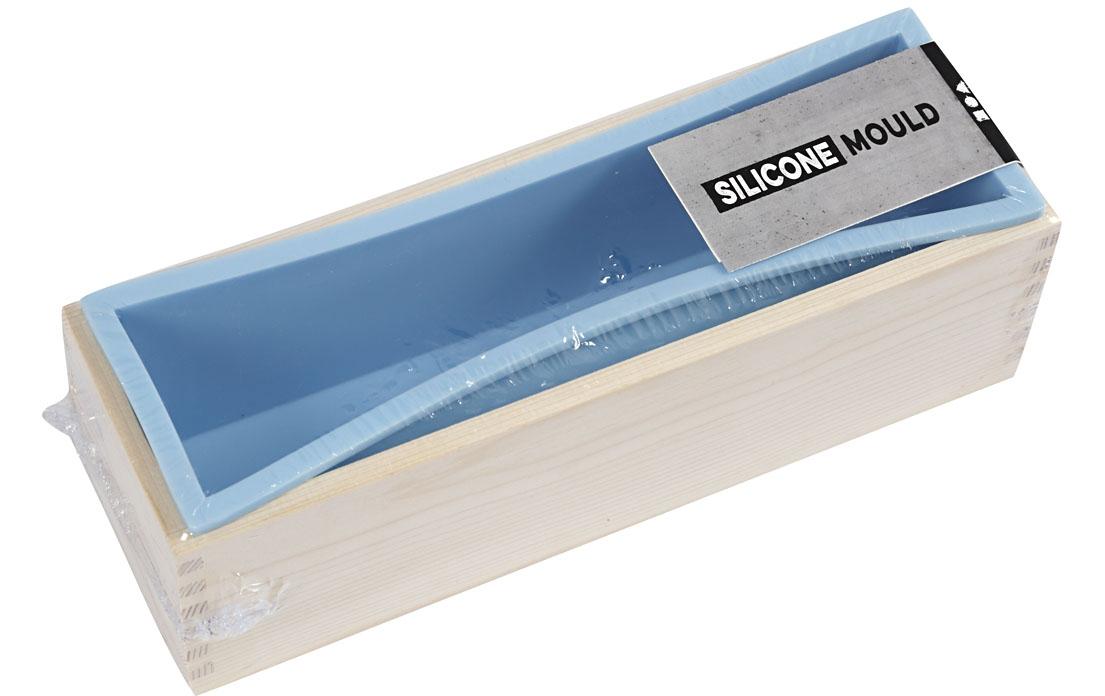 Giessform Silikon mit HolzboxSilikonform im Holzkasten zur Fertigung von Seife