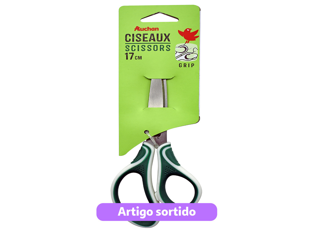 TESOURA SIMÉTRICA AUCHAN 17CM CORES SORTIDAS