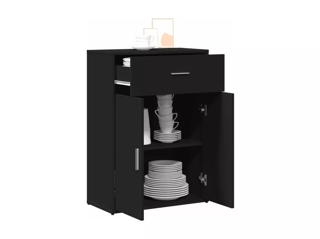 Buffet noir 60x30x84 cm bois d'ingénierie