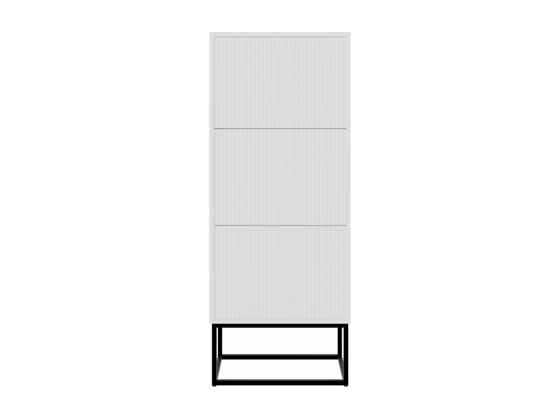 Meuble à chaussures 3 portes - 50x30x125 cm - blanc avec pieds noires - VELDIO