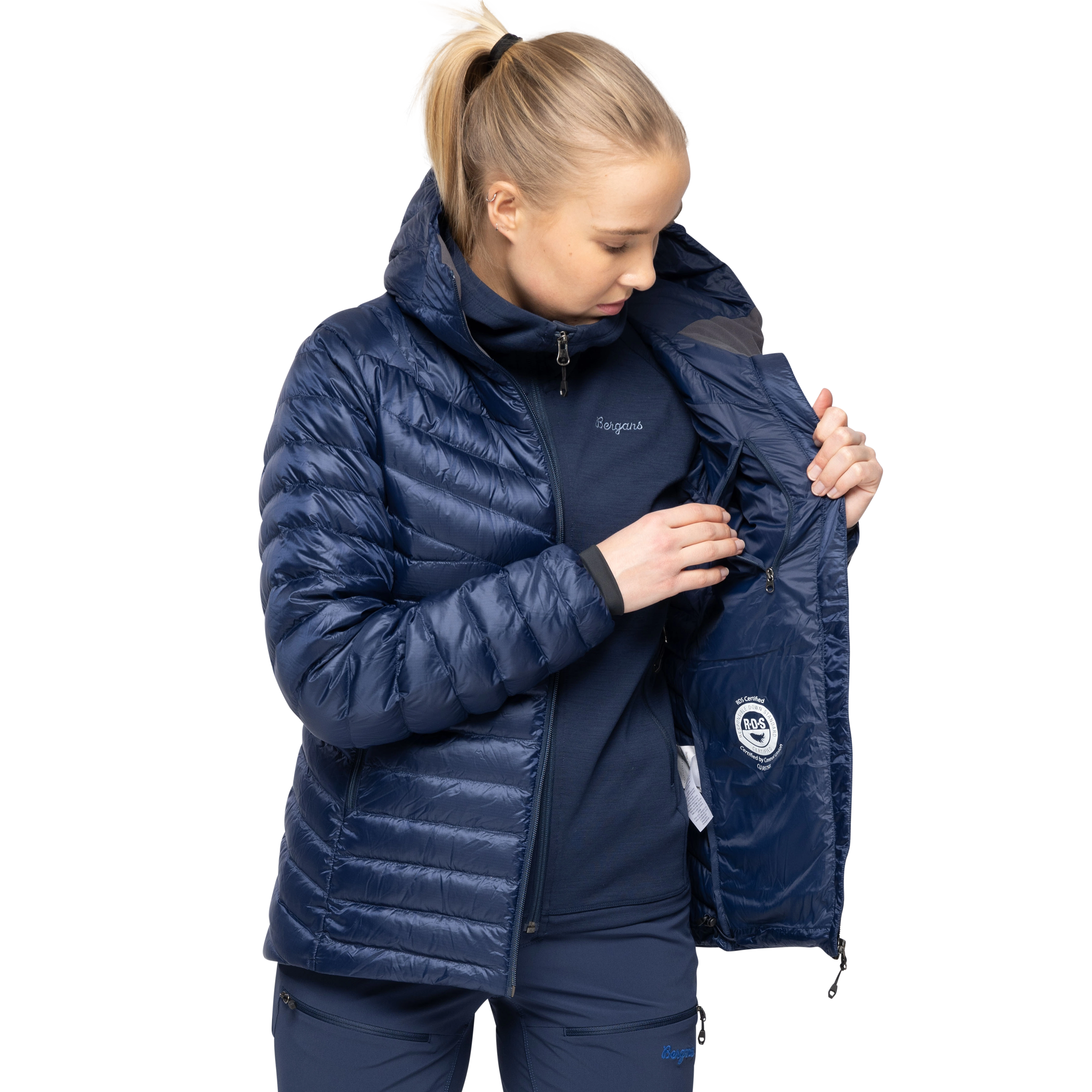 Rabot Light Down Jacket Hood Women Navy Blue