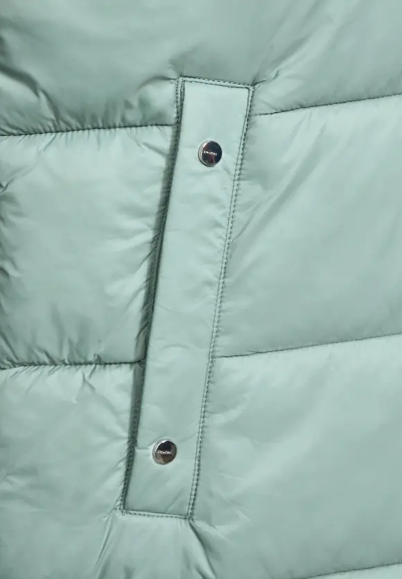 Lange Steppweste mit Kapuze - polar mint