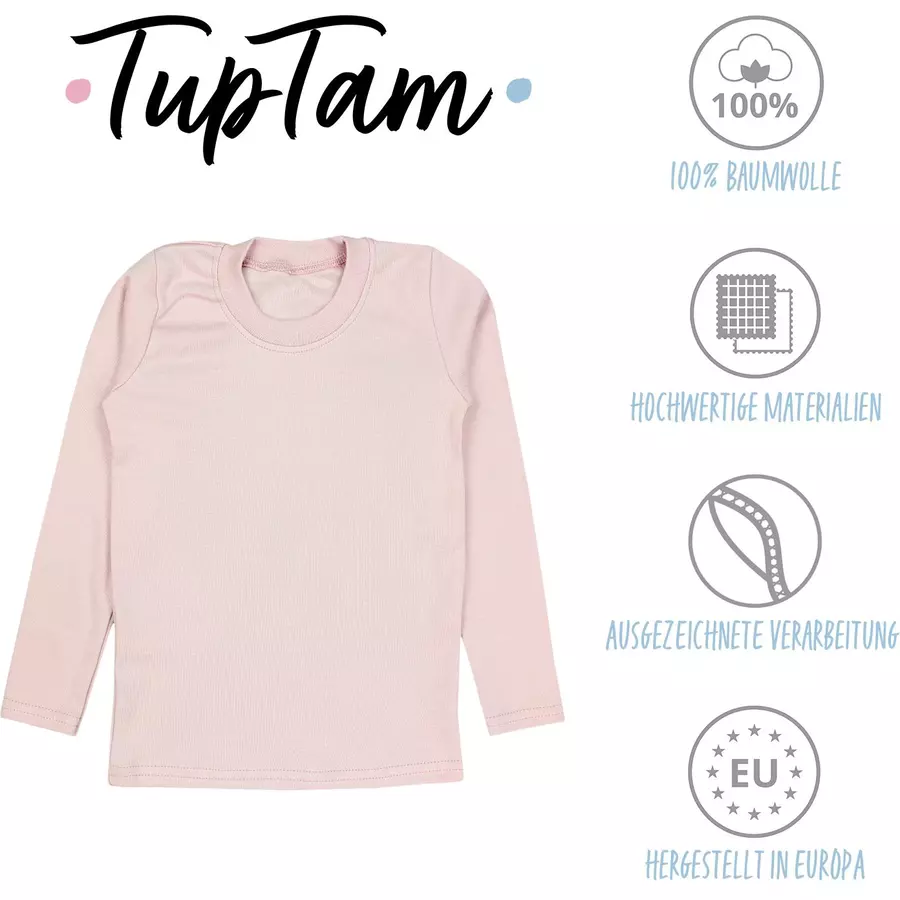 TupTam Mädchen  Langarmshirt 3er Pack weiß-kombi