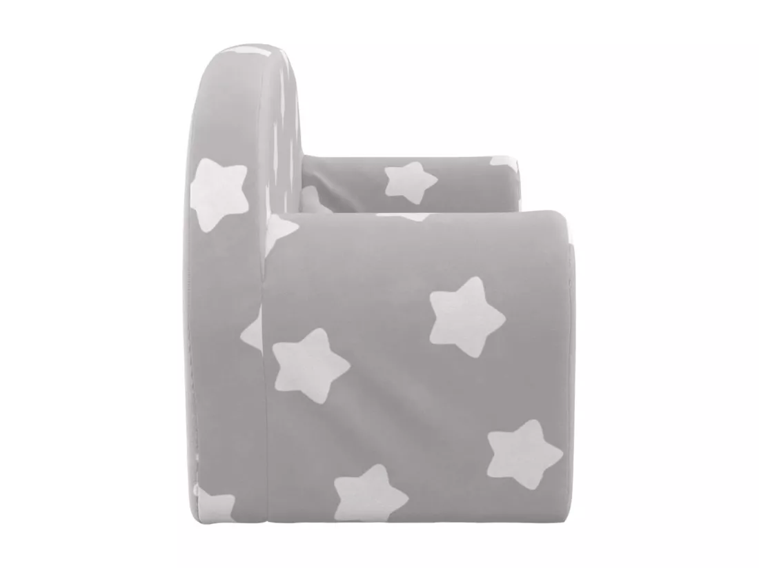 Canapé enfants 2 places gris clair avec étoiles peluche douce
