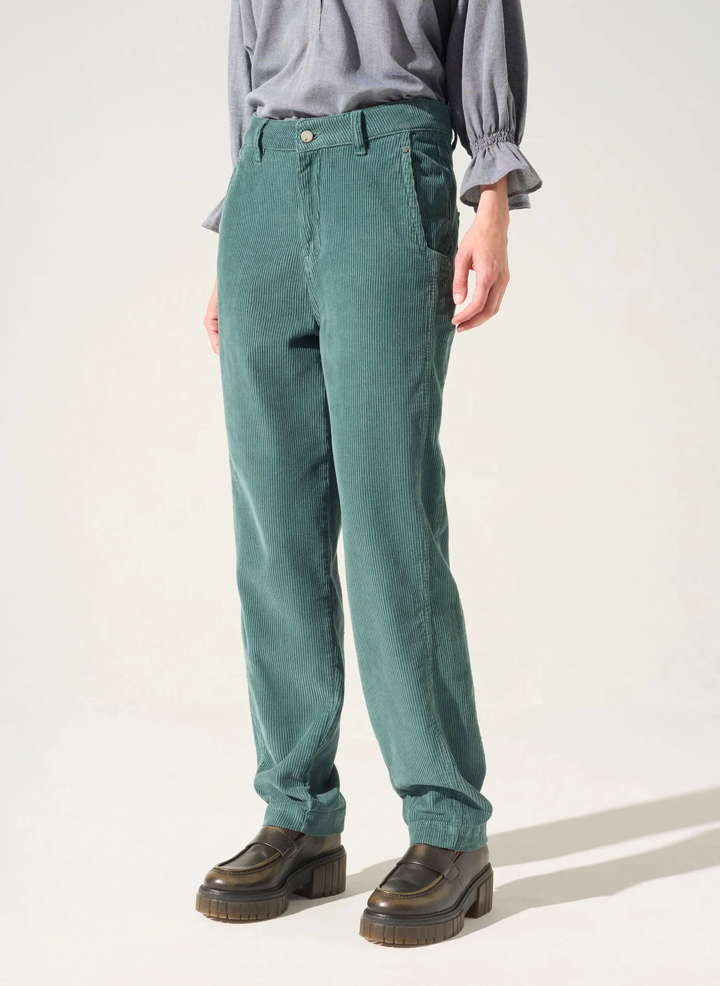 MARA - Pantalon mom en coton| Bleu