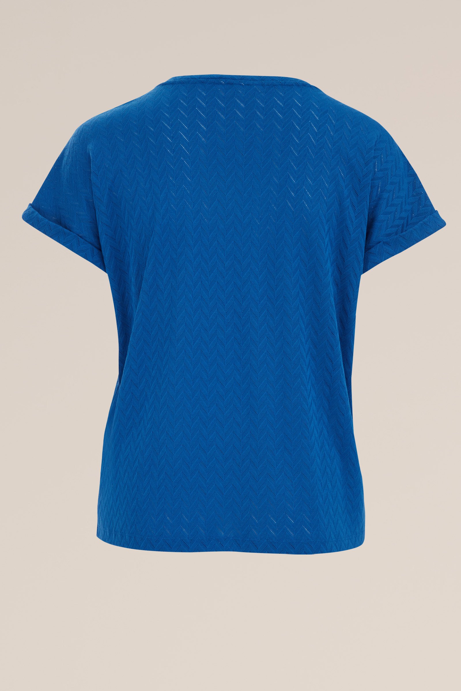 T-shirt met opengewerkt dessin - Curve WE Fashion Kobaltblauw