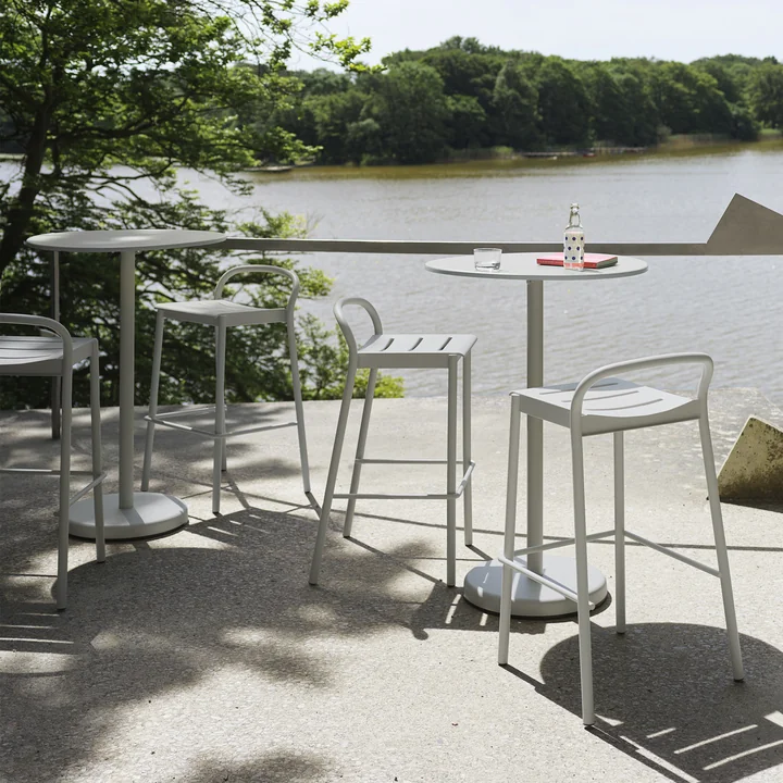 Muuto - Linear Steel Barhocker Outdoor, SH 75 cm, grau