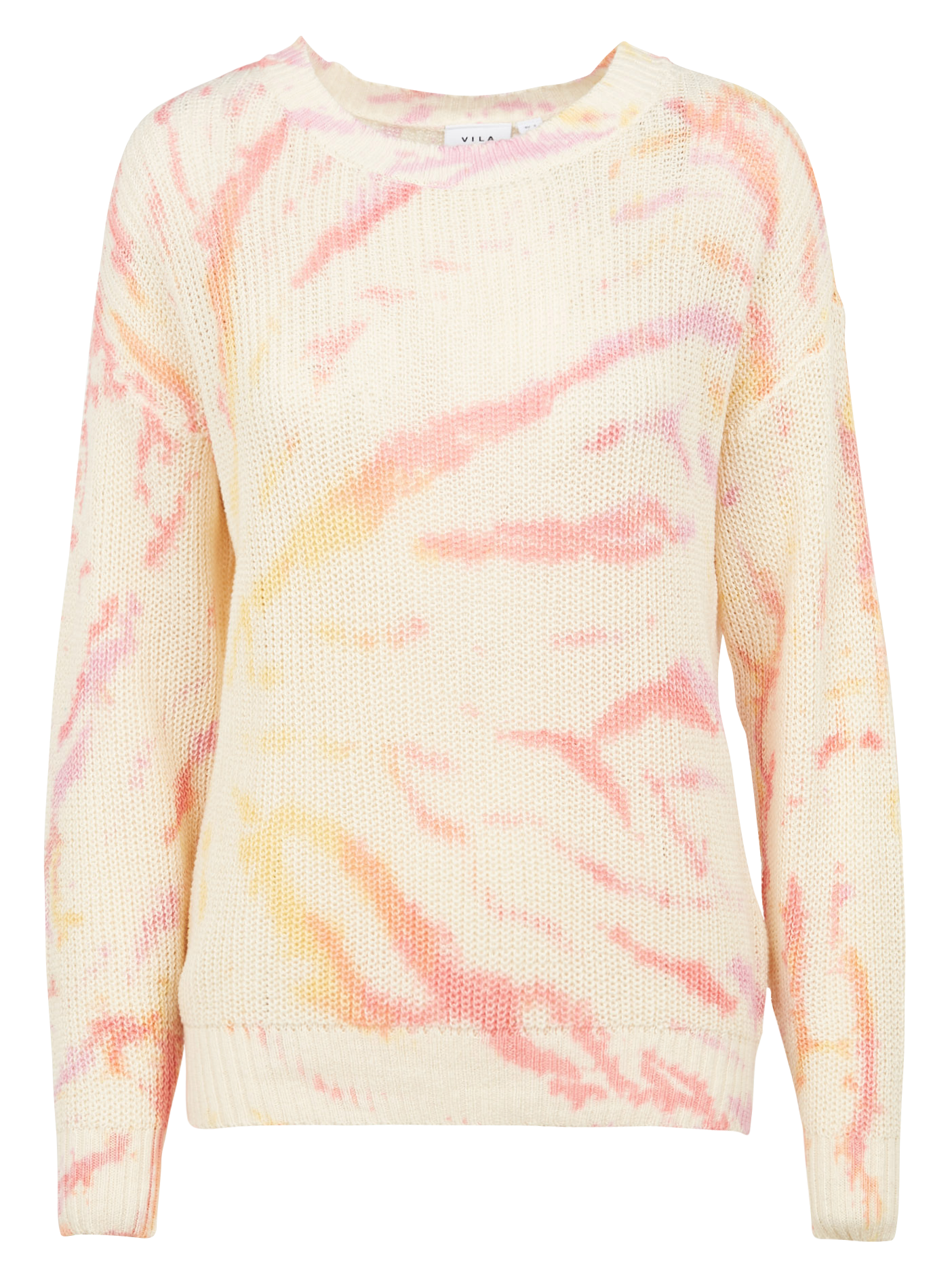 Pull col rond jacquard en coton| Beige