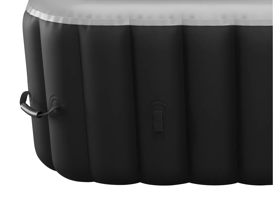 Spa gonflable carré 6 places - L185 x P185 x H65 cm - 140 buses d'air - Noir et gris - B-COSY II