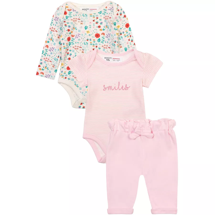 MINOTI Babyset 3-tlg. RosaCremeweiß