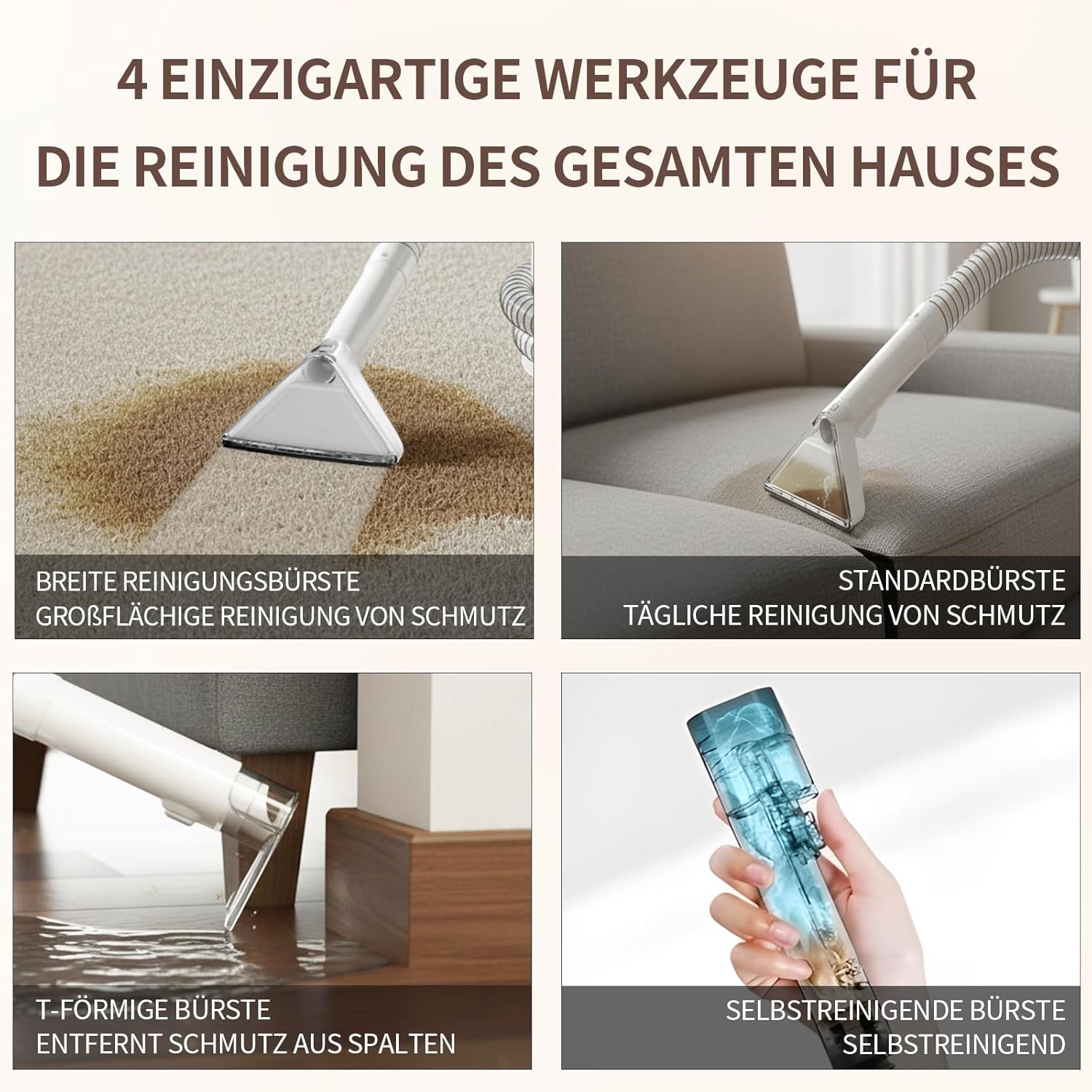 COCEAN Waschsauger Polsterreiniger, Teppichreiniger, Nass trockensauger, 18Kpa Polsterreiniger Gerät, Nasssauger für Teppiche,Polster Autositze & Sofa
