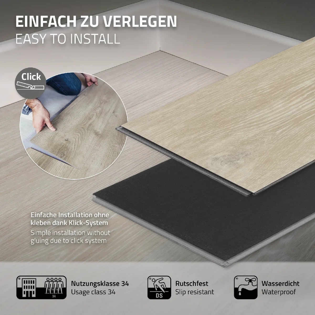 ML-Design Vinyle à clic - Brun aspect chêne