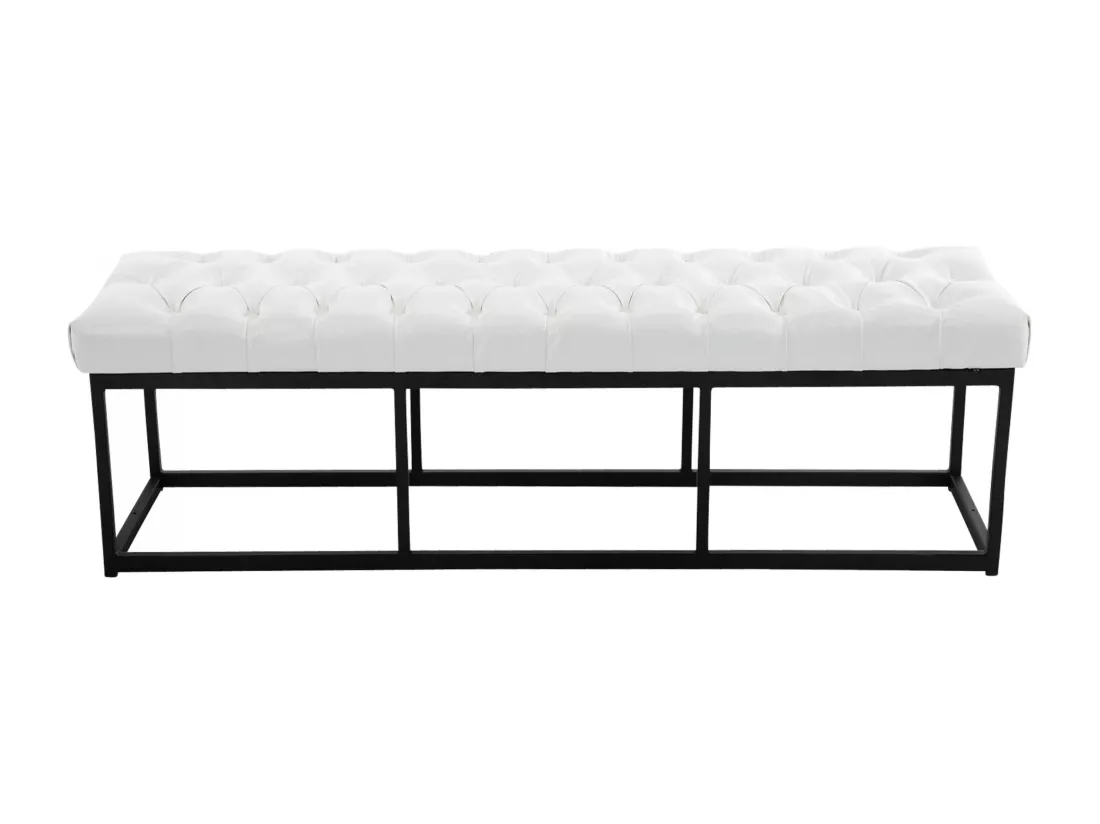 Banquette - Similicuir & Métal noir mat - Blanc - Amun