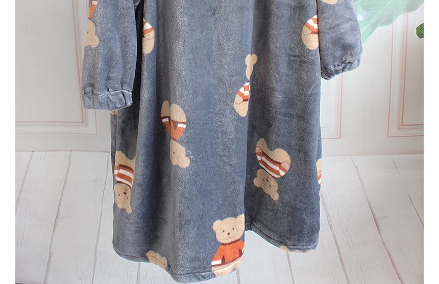 Dogini - Koppel bijpassende pyjamajas met lange mouwen en capuchon en berenprint