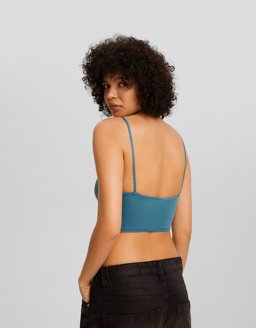 Top cropped de alças finas