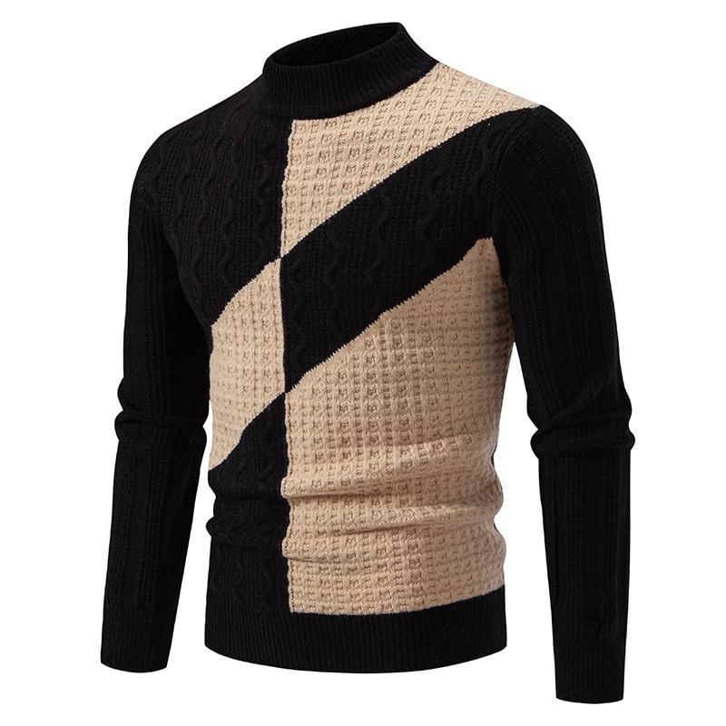 Sunkissed - Tweekleurige gebreide top met lange mouwen en nephals