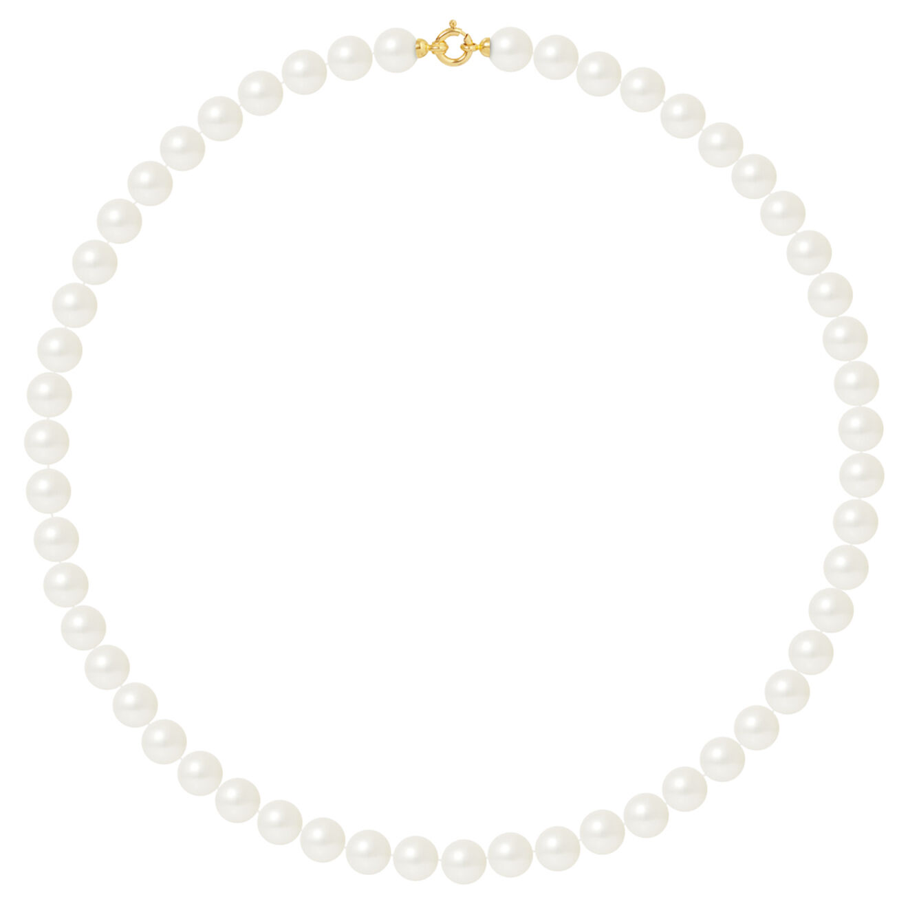 Mitzuko Collier Rang Or Jaune Perles d'Eau Douce rondes blanc naturel