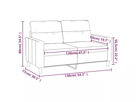 Canapé à 2 places Gris foncé 120 cm Tissu