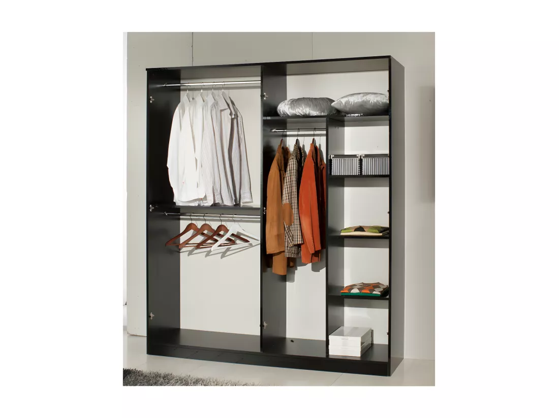 Chambre complète 160x200 gris/Simili cuir blanc à LEDs - FENY n°1