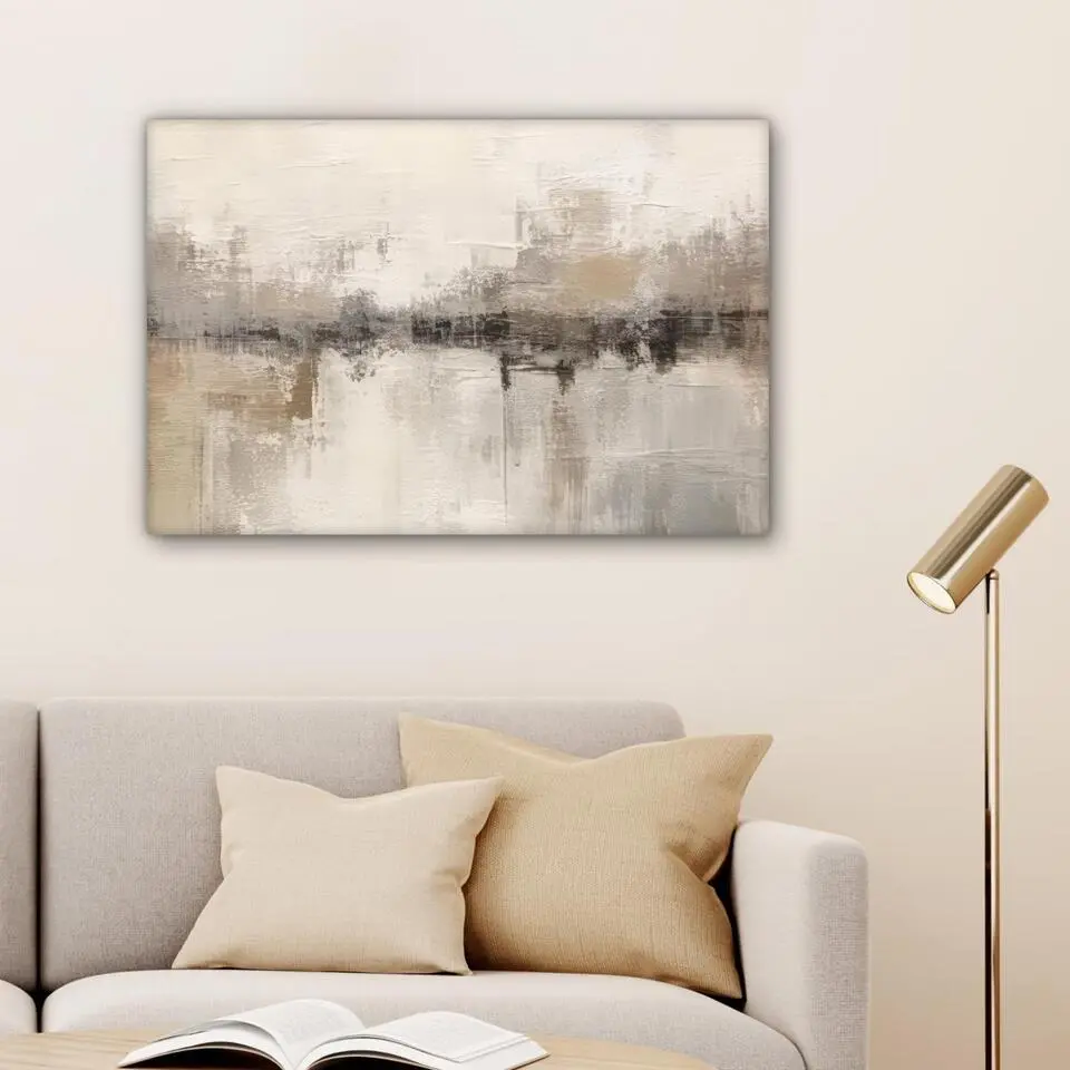 MuchoWow Canvas Schilderij 60x40cm Moderne kunst Abstract Beige