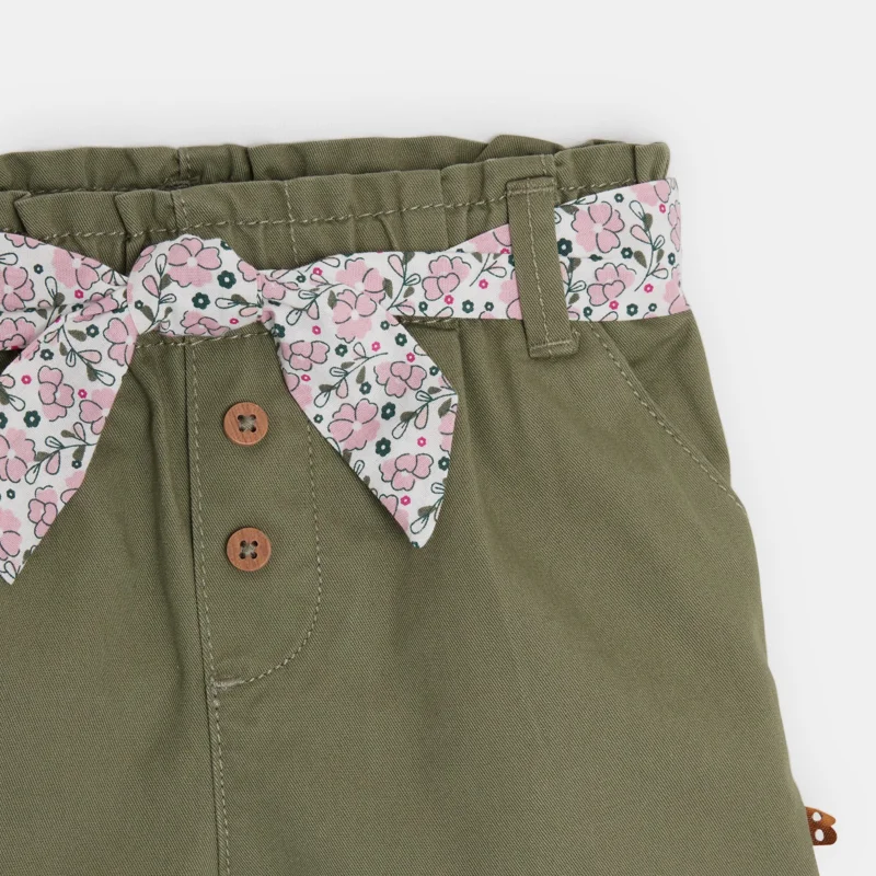 Short festonné à ceinture imprimée vert bébé fille Vert
