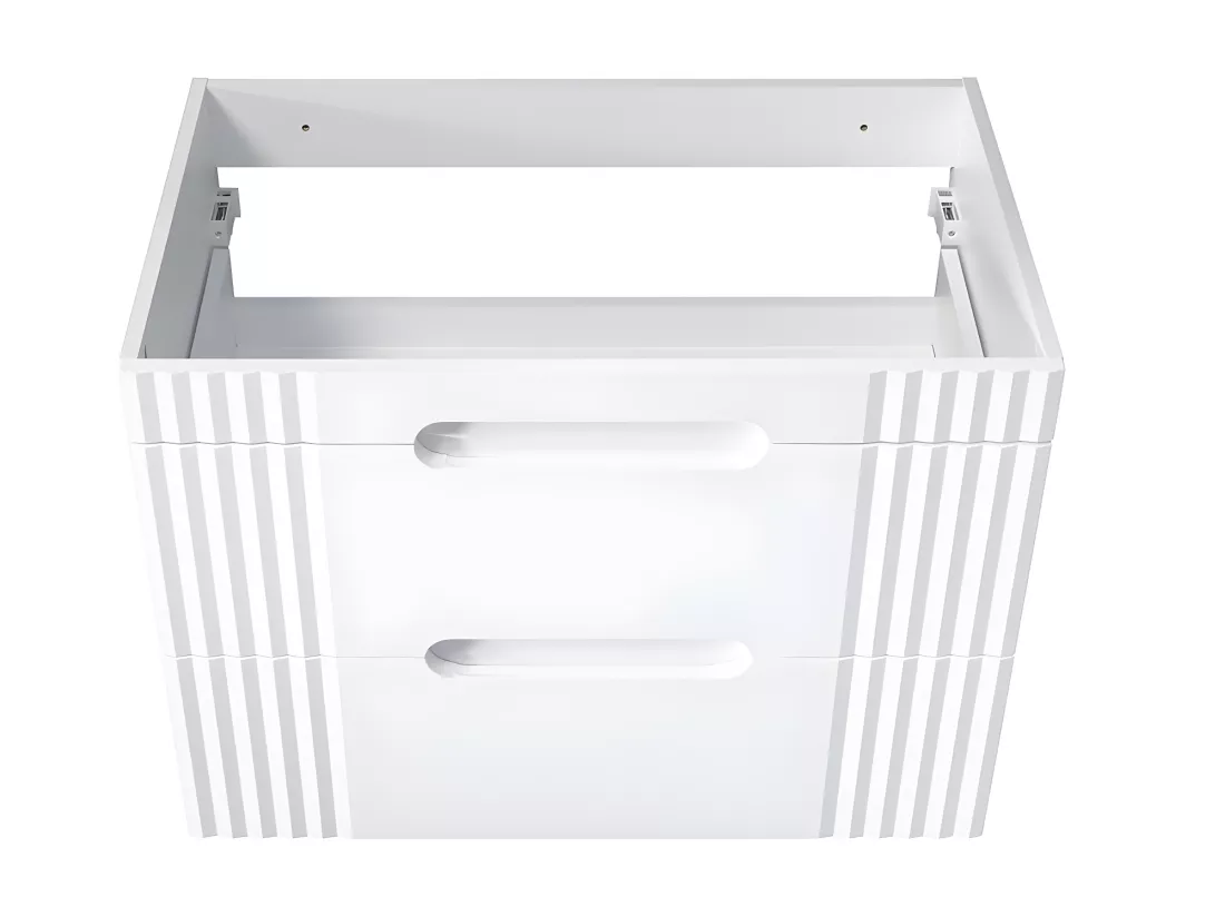 Meuble sous lavabo de salle de bain - Blanc alpin - L100-H62-P45,8 - FUJI
