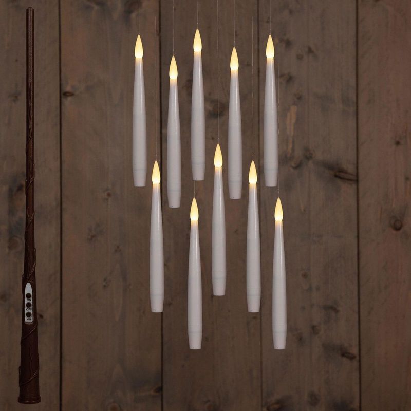 Anna's Collection - LED Zwevende Kaarsen - Wit - Set van 10 - H15cm - Kunststof