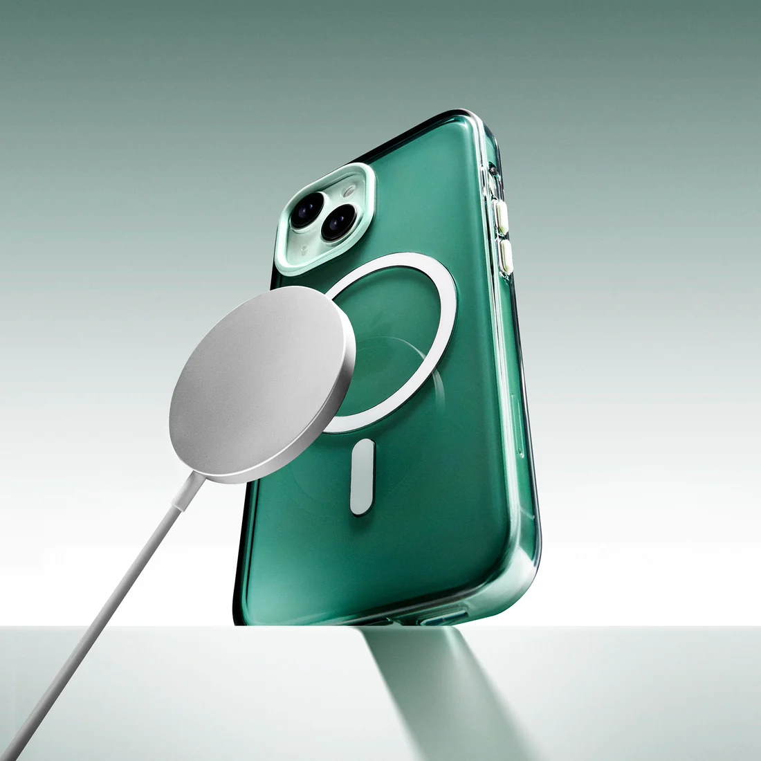 iPhone 15 MagSafe Hardcase Hülle JellyTint (MCN012950H) - Moody Green (Rauchgrün)