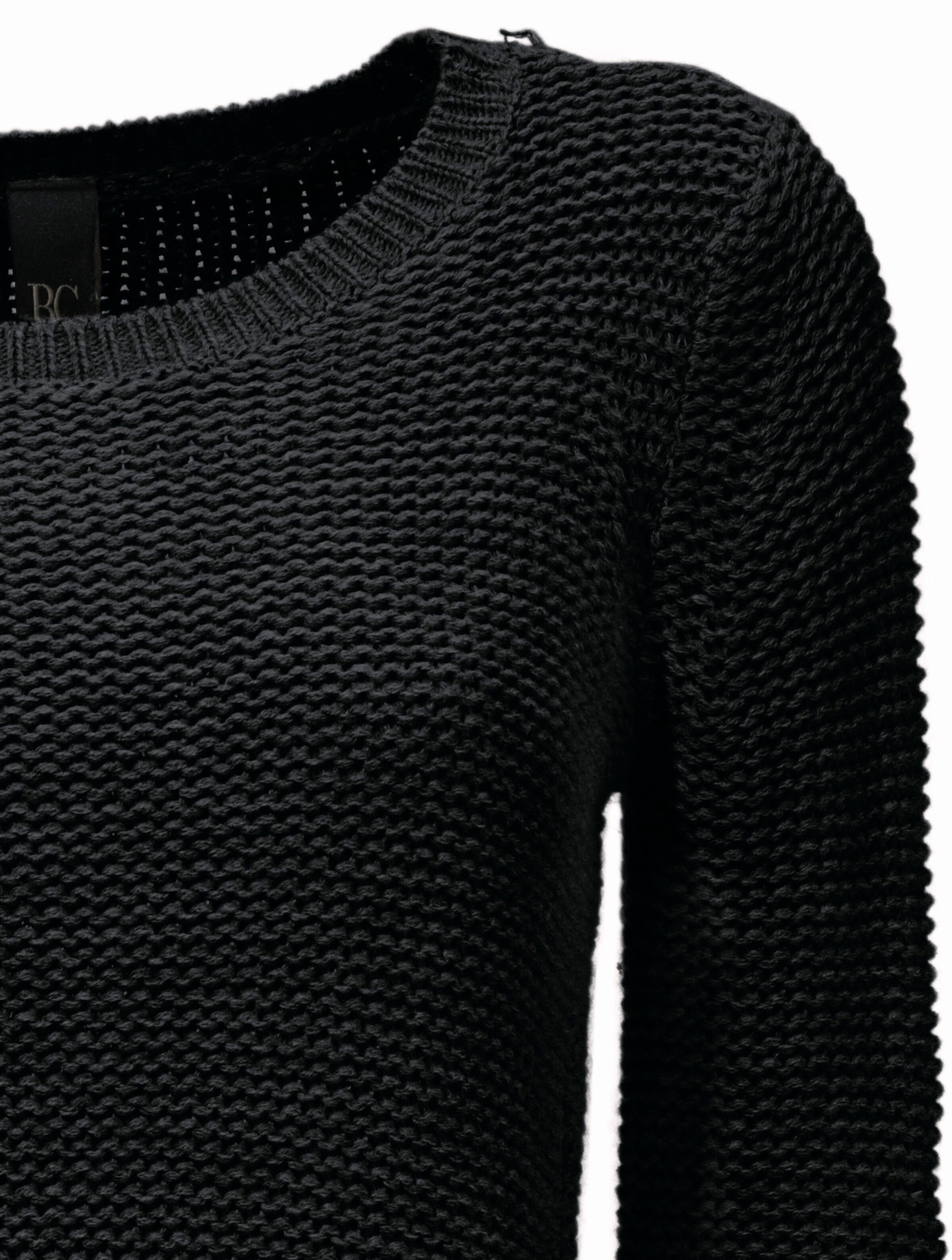heine Rundhals-Pullover in schwarz