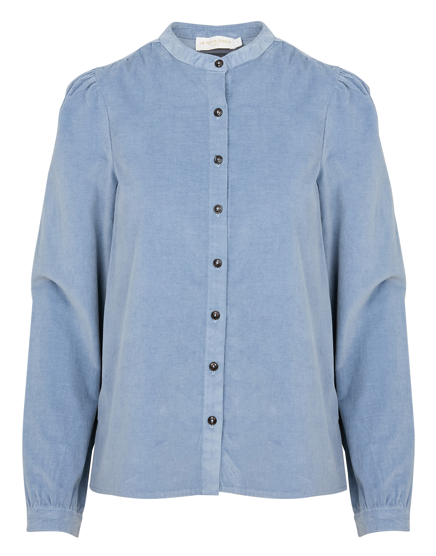 BLONDIE - Chemise col rond droite en coton mélangé | Bleu