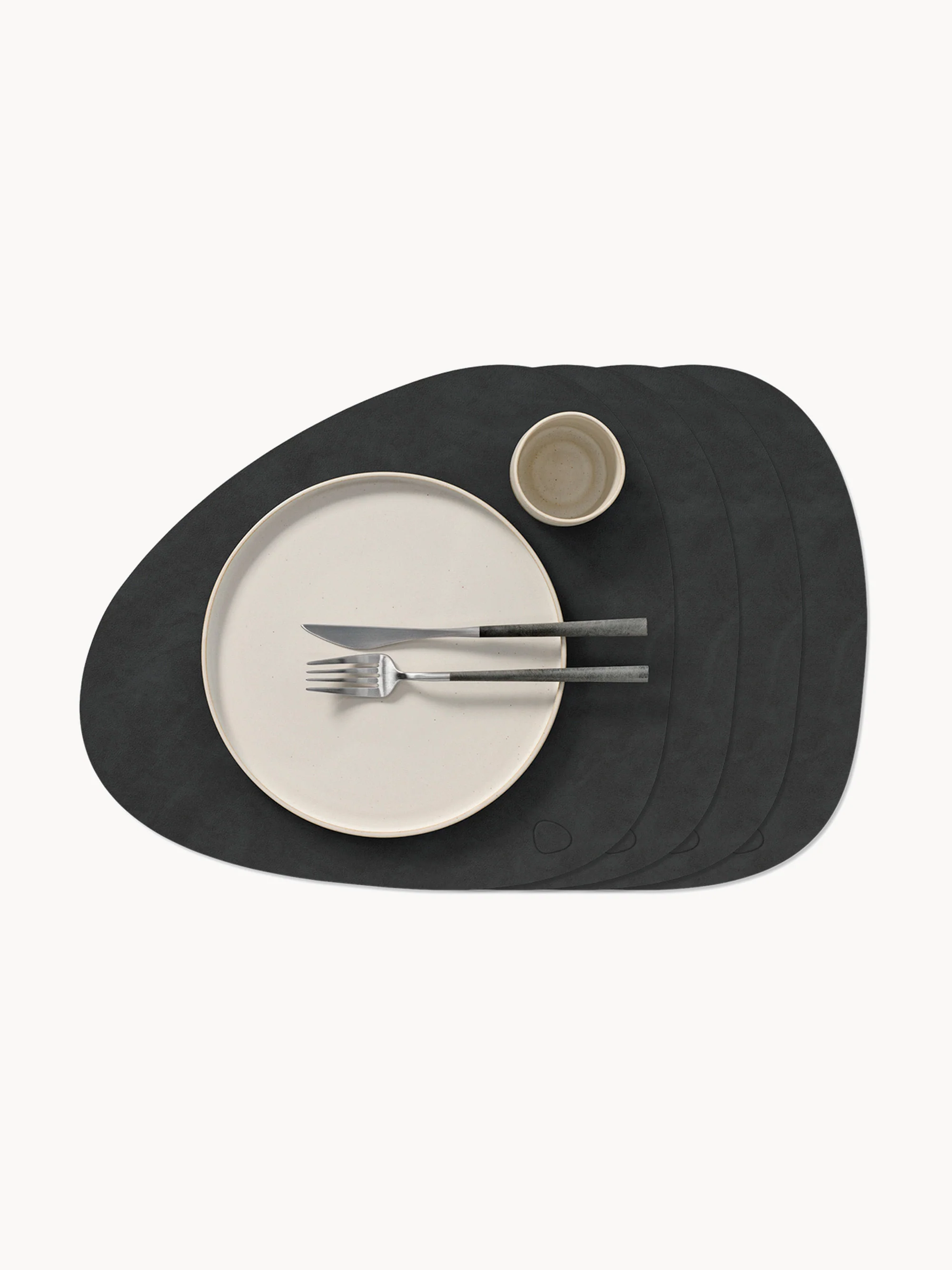Asymmetrische leren placemats Curve, 4 stuks