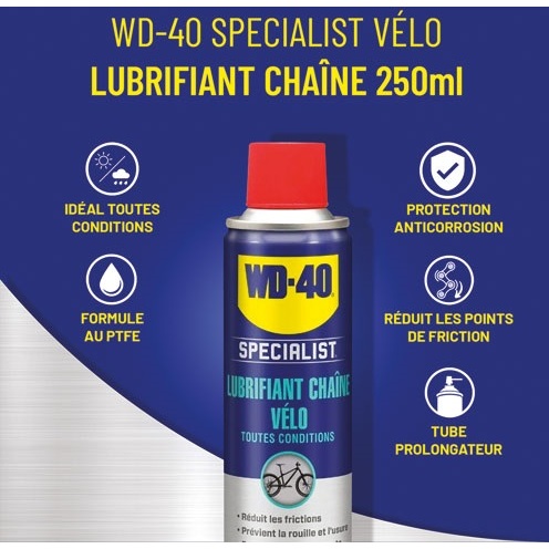 Lubrifiant Chaîne Vélo toutes Conditions WD-40 SPECIALIST - Aérosol de 250 ml