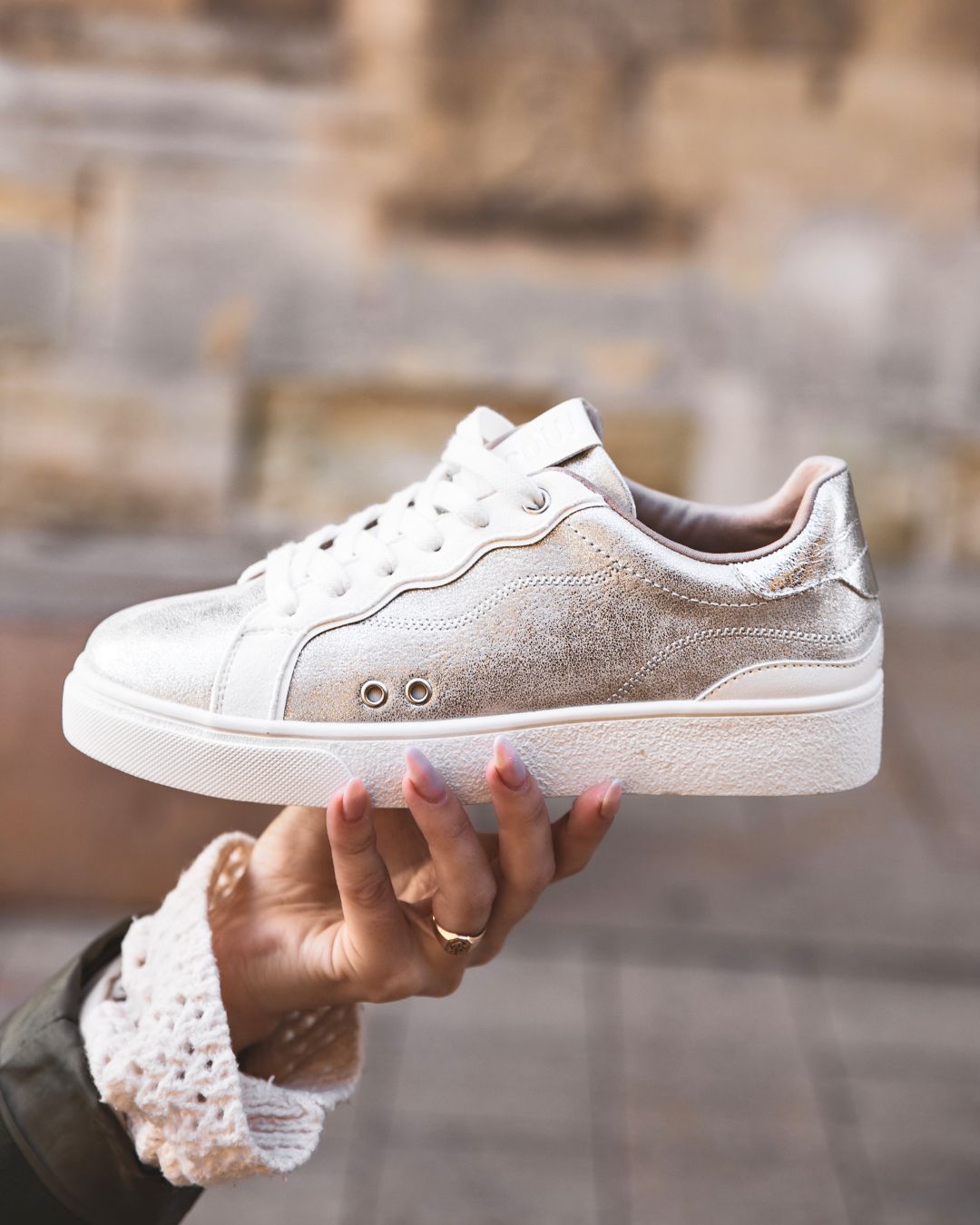 Basket femme argentée à lacets - Fallon