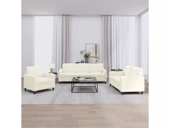 Ensemble de canapés 3 pcs crème velours