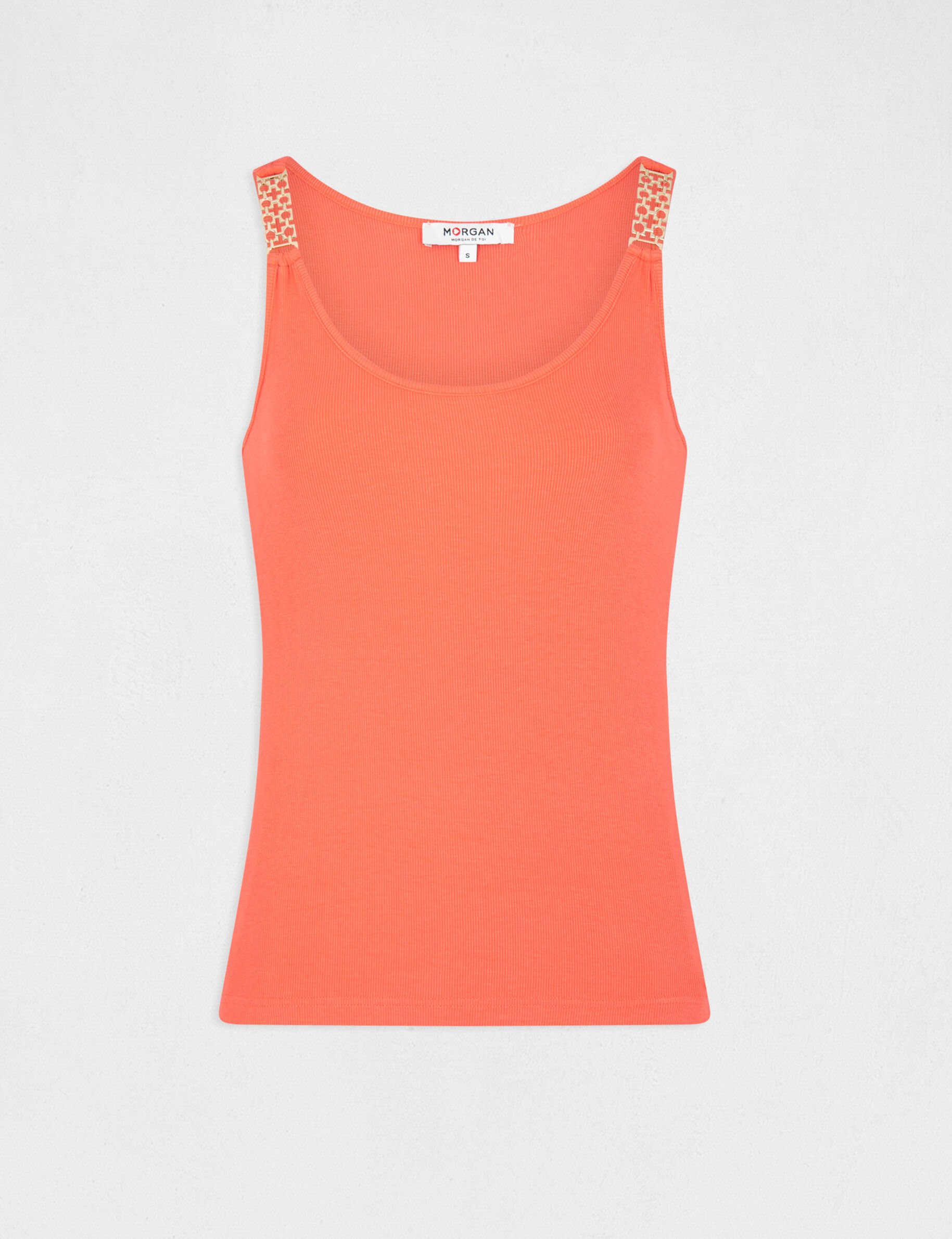 Débardeur avec bretelles à ornements orange femme - orange