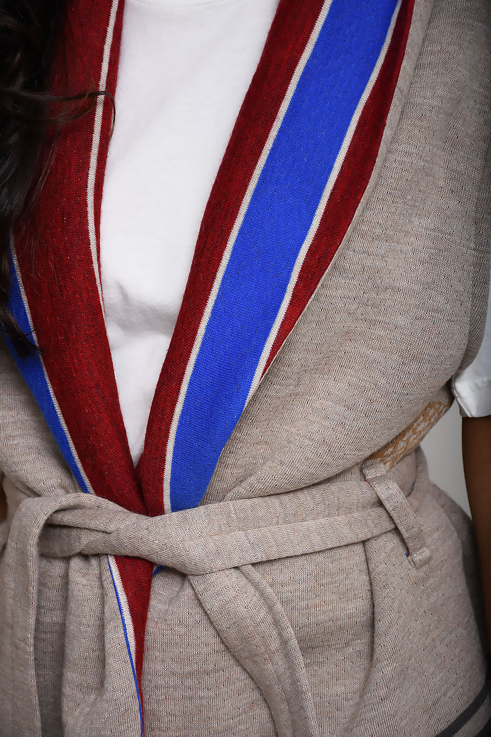 Stripe sleeveless kimono