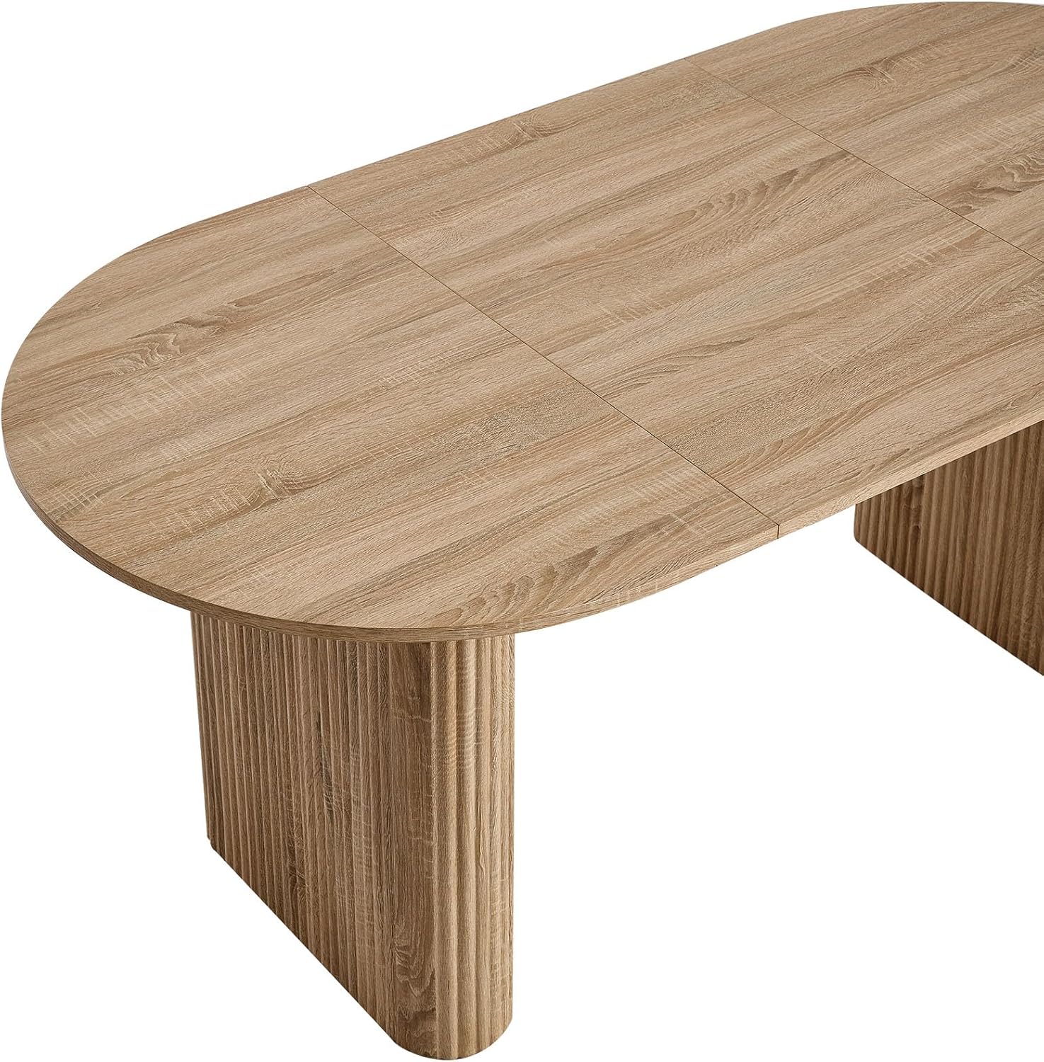 180 cm Ovale Esstisch für 6-8 Personen – Moderner Farmhouse-Tisch mit Holzmaserung-Oberfläche & Stabilen Elliptischen Tischbeinen für Küche, Esszimmer, Konferenzraum (Natürlich)