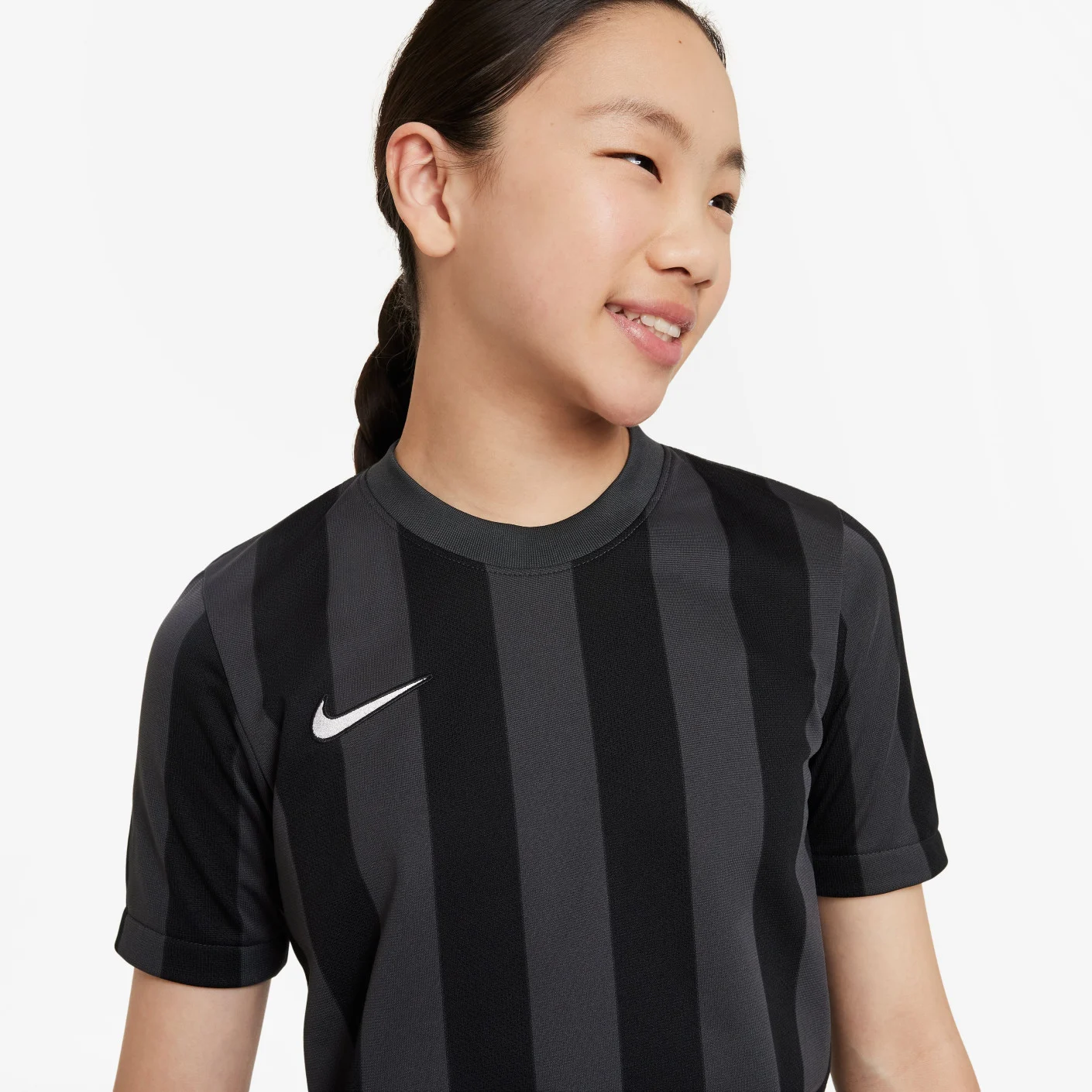 Nike Striped Division IV Voetbalshirt Kids Zwart Antraciet