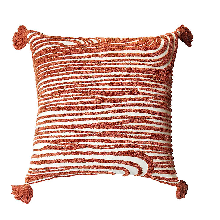 Coussin intérieur effet brodé broussailleux brun ambré GoodHome L. 45 cm x l. 45 cm x Ep. 8 cm