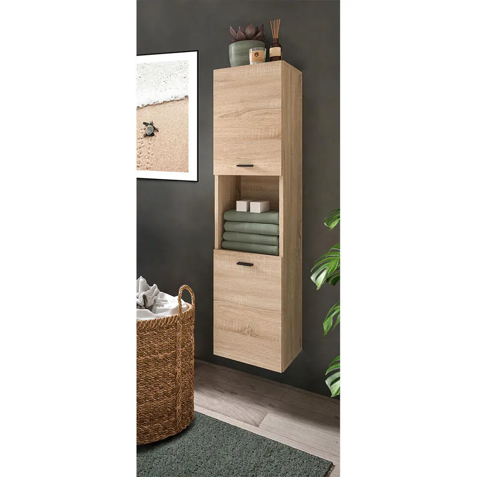 Hioshop Boston kolomkast 2 deuren 1 vak eiken decor