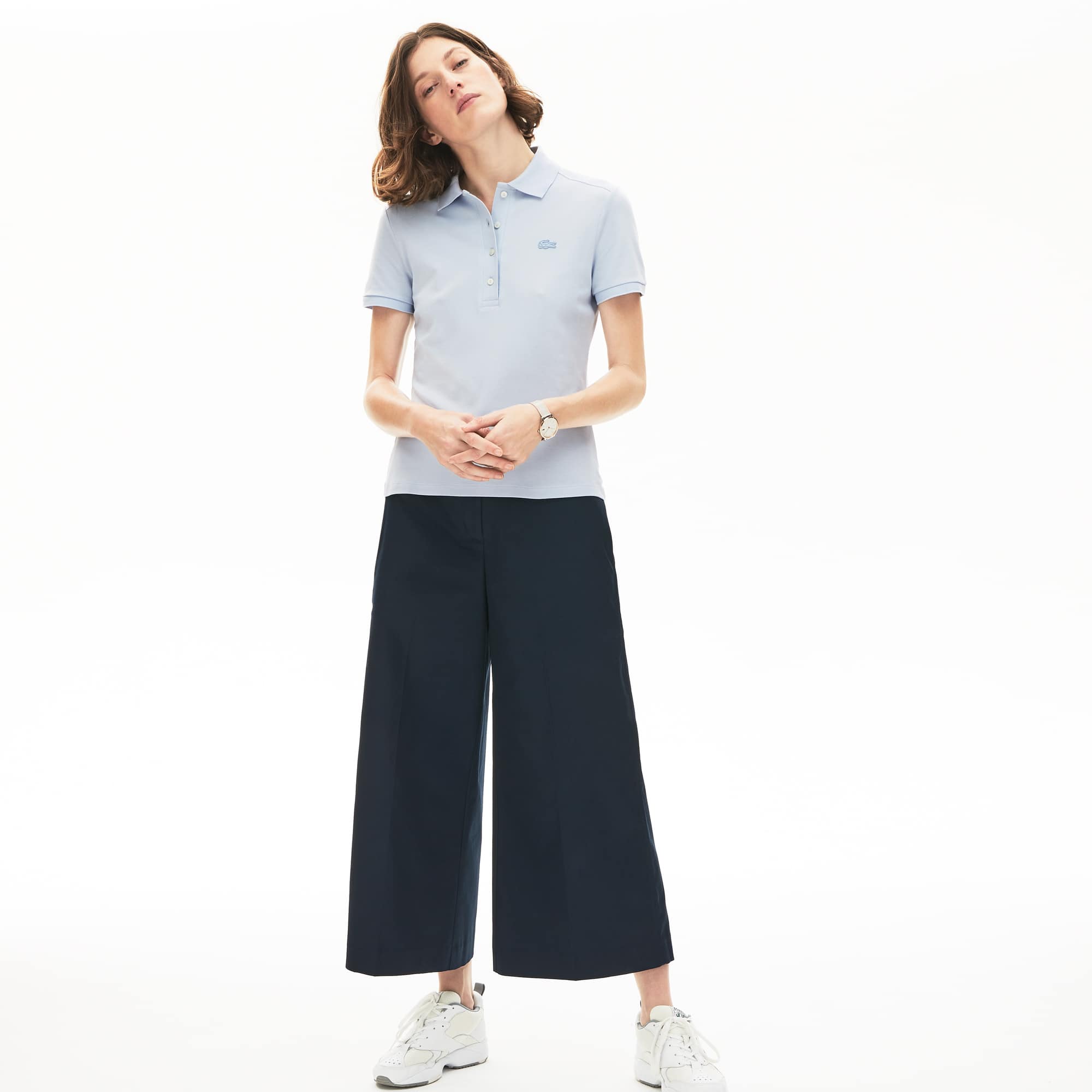 Polo L.12.D slim fit en mini piqué stretch Manches Courtes - Bleu - Lacoste - Femme