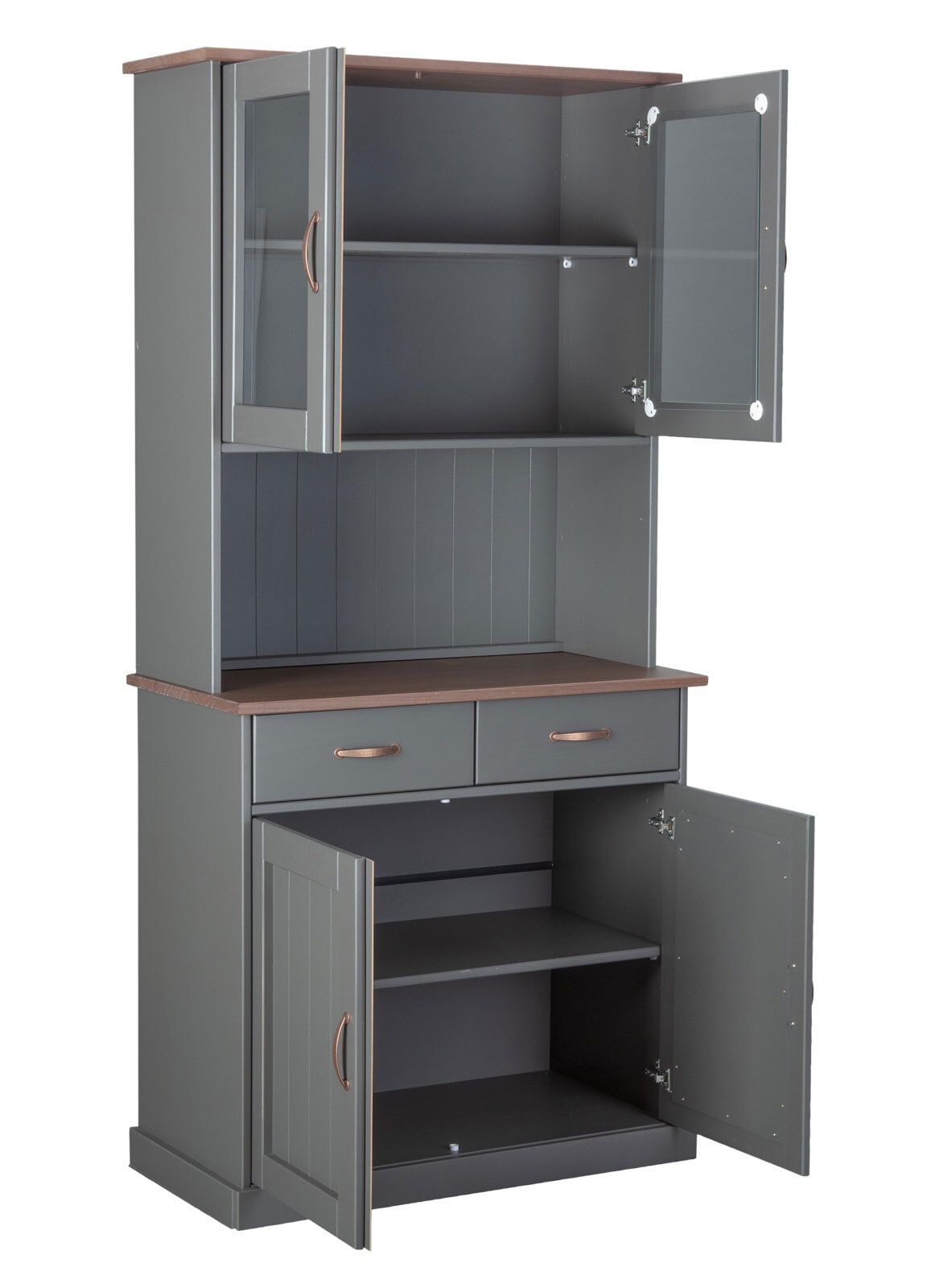 Buffet NICLAS5.1 90x190x45 cm Massivholz grau/braun