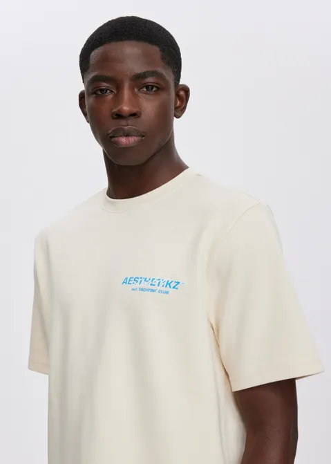 T-shirt met print yachting club off-white (CREME.L)