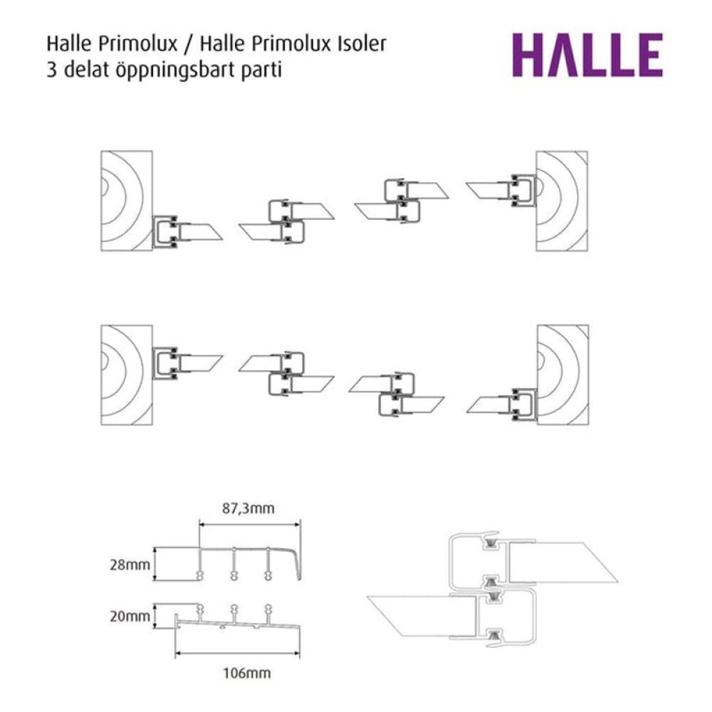 SKINNEPAKKE HALLE PRIMOLUX 3-SPOR L=3110