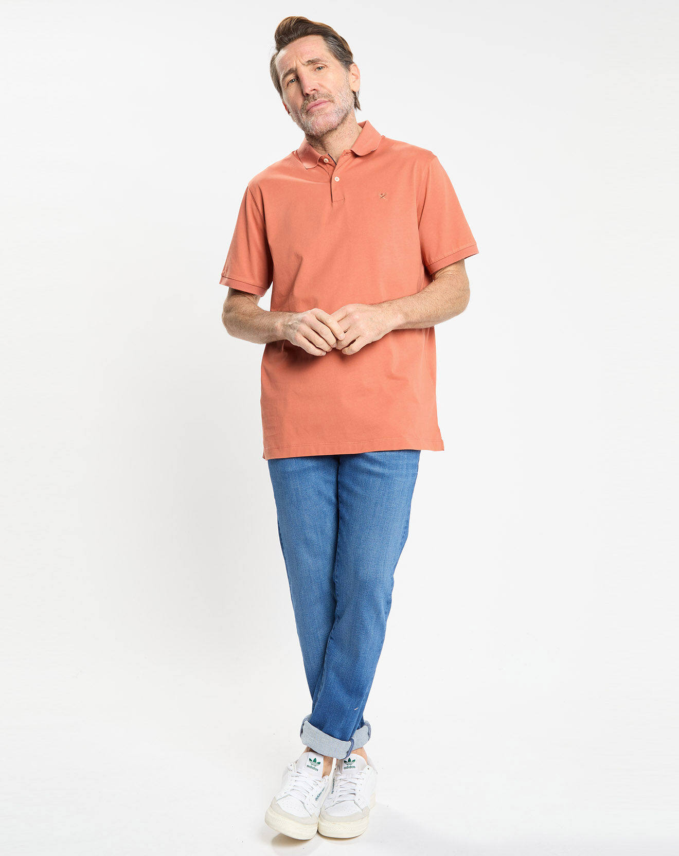 Hackett London Polo en Jersey Regular Fit uni Smart orange moyen