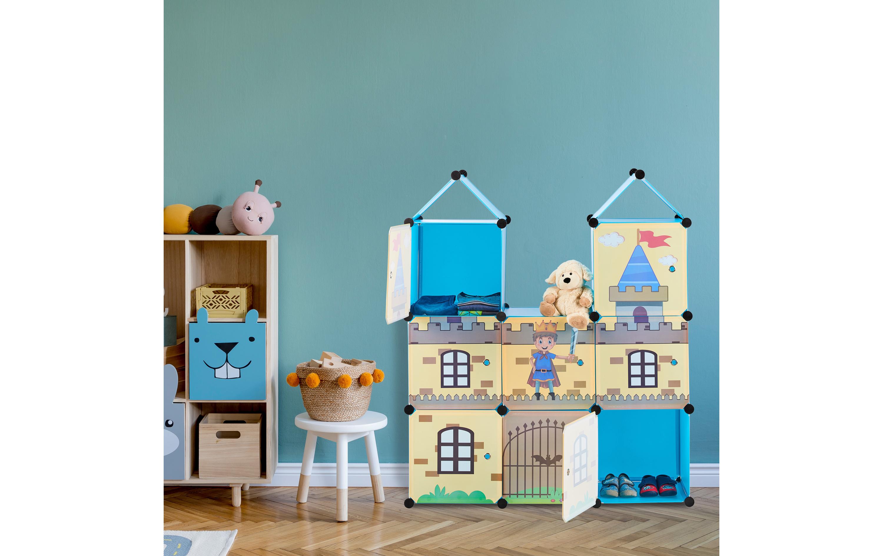 Steckregal Kinderzimmer als RitterburgBunter Steckschrank fürs Kinderzimmer